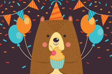 卡通过生日的熊矢量素材